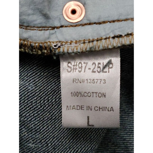 Olivaceous Womens Cut Off Distressed Mid-Rise Shorts Blue Cotton Denim Size L - Picture 6 of 6